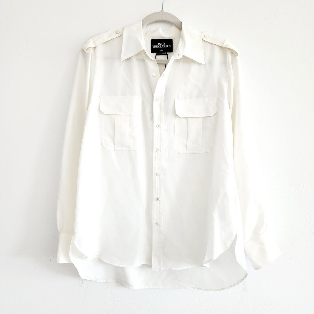 New Zara $129 100% Silk Into The Classics Collection Blouse Medium